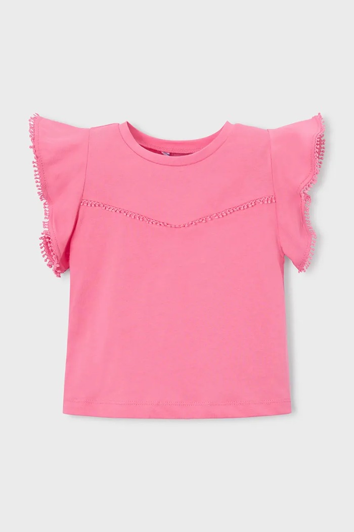 Mayoral tricou de bumbac pentru copii uni roz 3008.6E.Mini.PPY2