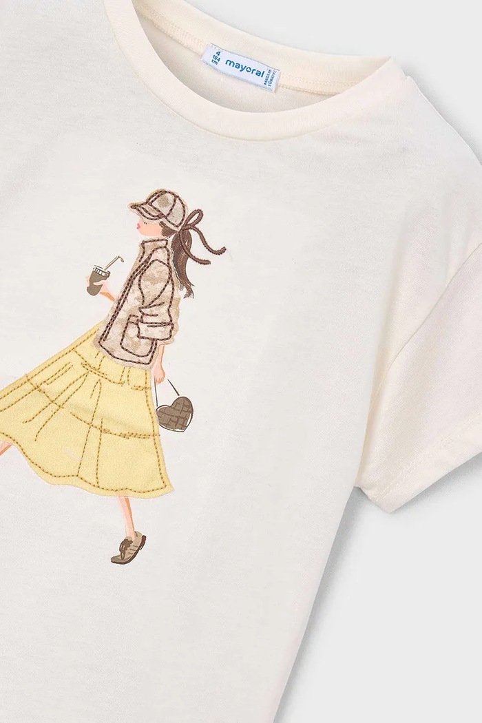 Fete Mayoral tricou de bumbac pentru copii 3011.6H.Mini.PPY2 bej