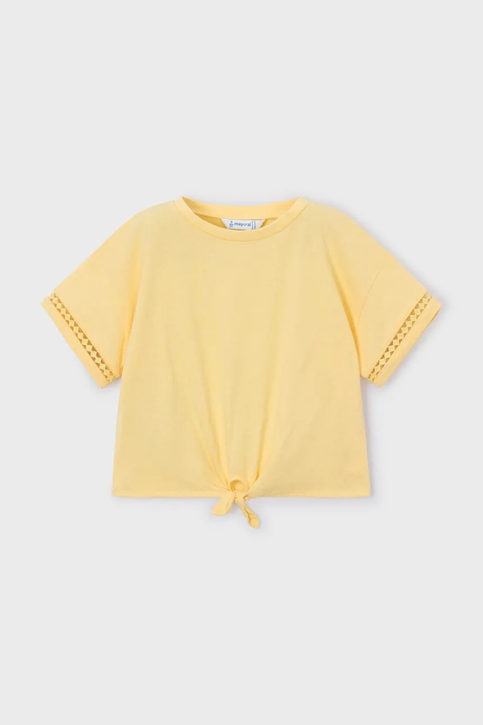 Mayoral tricou de bumbac pentru copii uni galben 3012.6H.Mini.PPY2