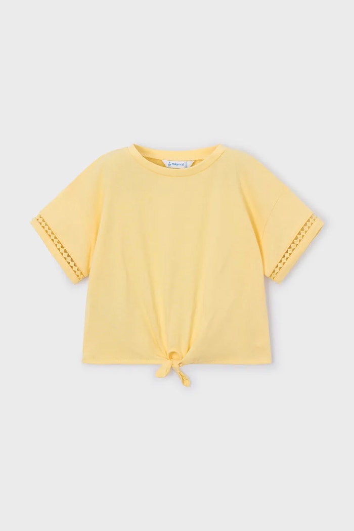 Mayoral tricou de bumbac pentru copii uni galben 3012.6H.Mini.PPY2