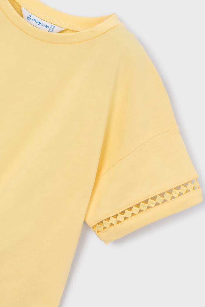 Fete Mayoral tricou de bumbac pentru copii 3012.6H.Mini.PPY2 galben