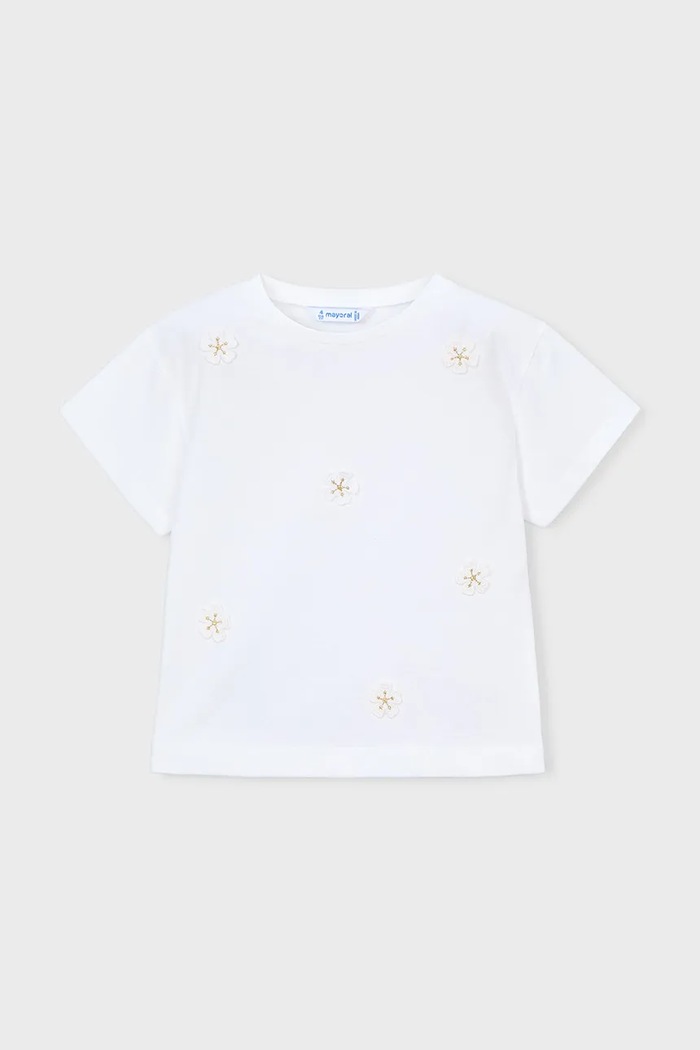 Mayoral tricou de bumbac pentru copii 3013.6H.Mini.PPY2 alb SS26