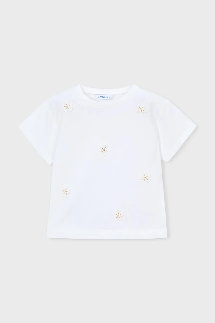 Mayoral tricou de bumbac pentru copii 3013.6H.Mini.PPY2 alb SS26