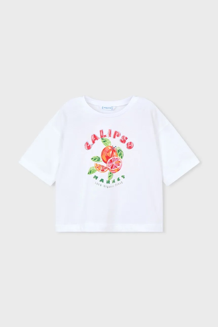 Mayoral tricou de bumbac pentru copii 3016.6K.Mini.PPY2 alb SS26