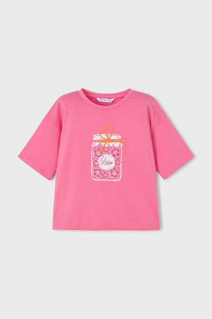 Mayoral tricou de bumbac pentru copii print roz 3016.6K.Mini.PPY2