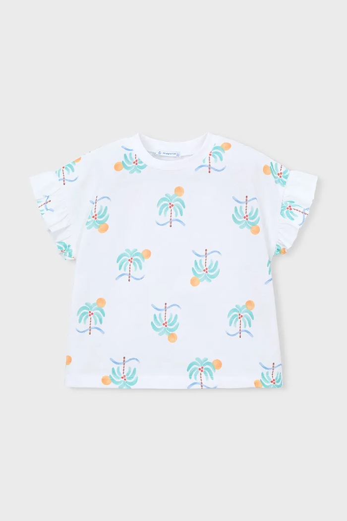 Mayoral tricou de bumbac pentru copii 3018.6N.Mini.PPY2 alb SS26