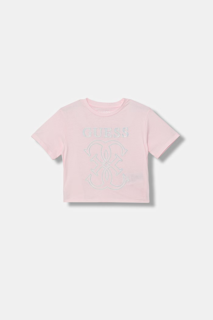 Guess t-shirt bawełniany dziecięcy nadruk różowy J6RI22.K8HM4.PPY2