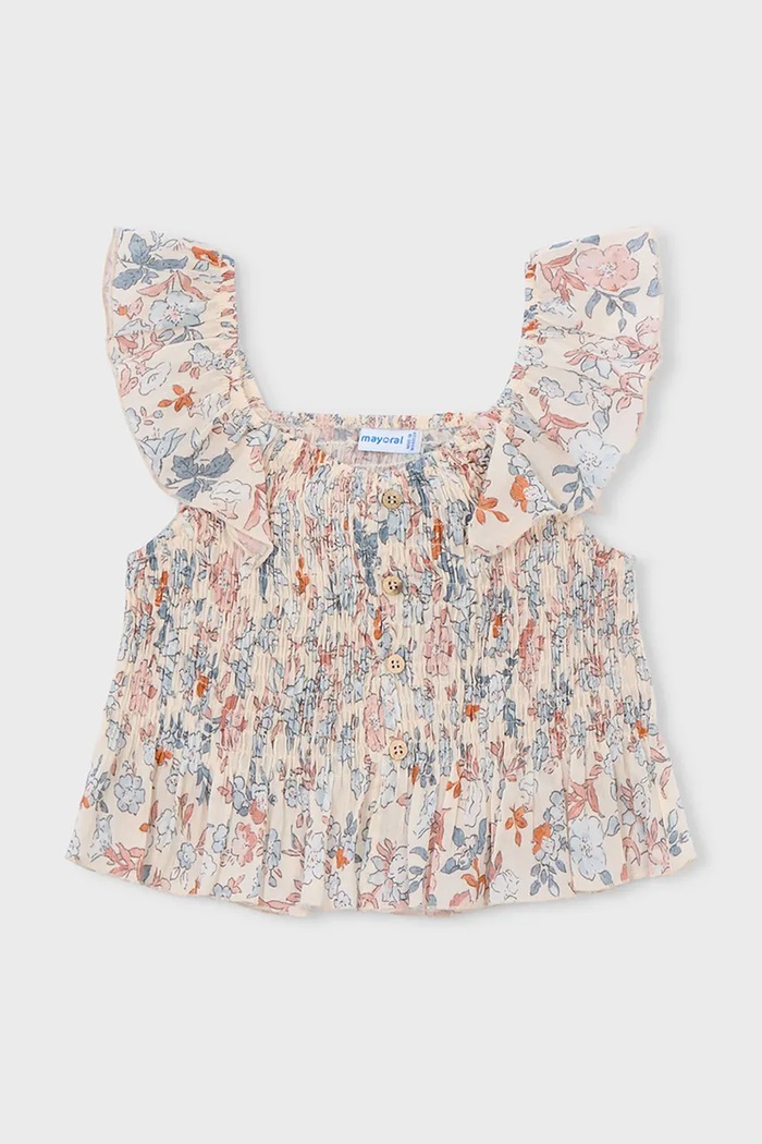 Mayoral top din bumbac pentru copii 3028.6H.Mini.PPY2 bej SS26