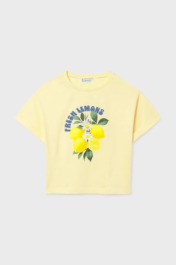 Mayoral t-shirt bawełniany dziecięcy 6009.8F.Junior.PPY2 żółty SS26