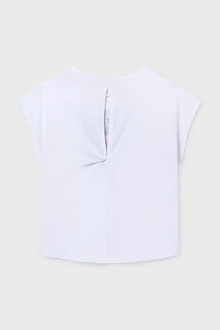 Mayoral t-shirt bawełniany dziecięcy 6010.8G.Junior.PPY2 biały SS26