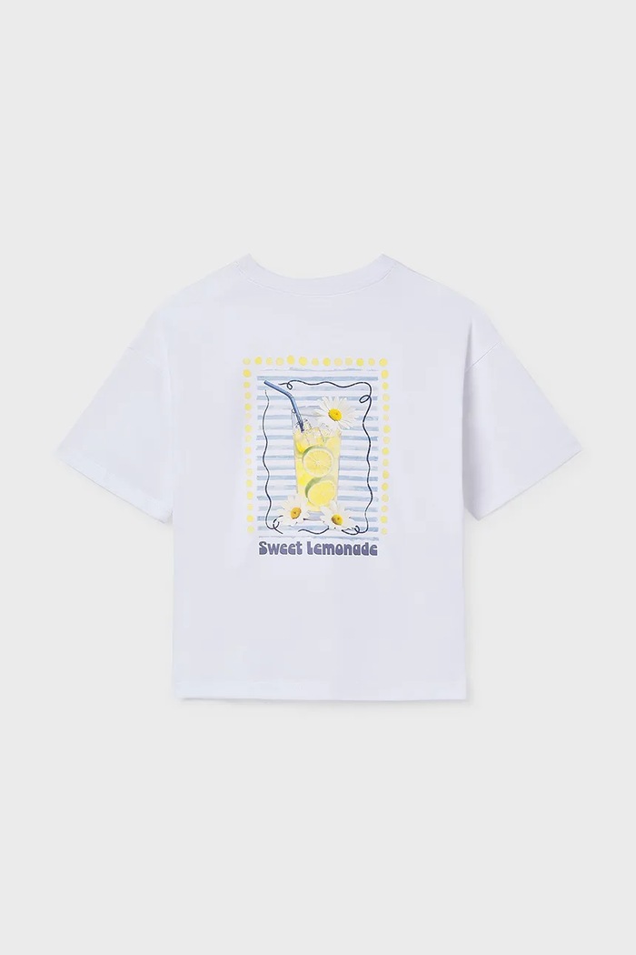 Mayoral t-shirt bawełniany dziecięcy 6011.8G.Junior.PPY2 biały SS26