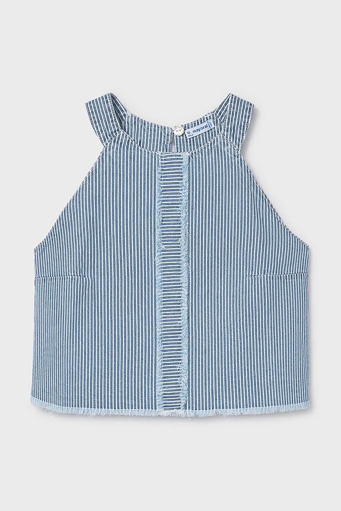 Mayoral top bawełniany dziecięcy 6025.8F.Junior.PPY2 niebieski SS26