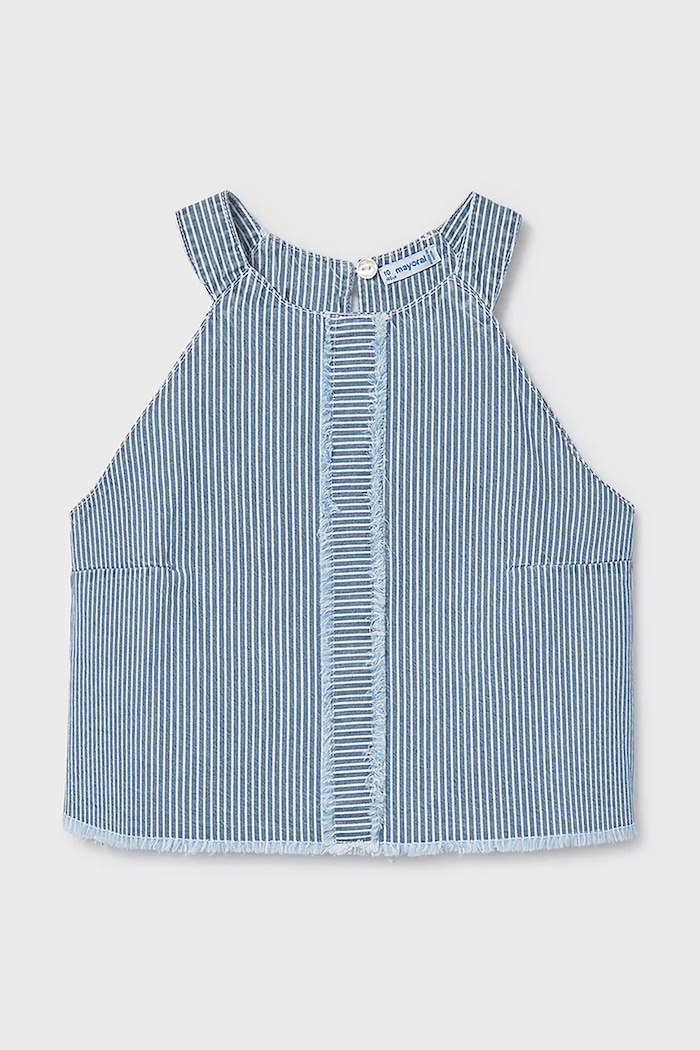 Mayoral top bawełniany dziecięcy 6025.8F.Junior.PPY2 niebieski SS26