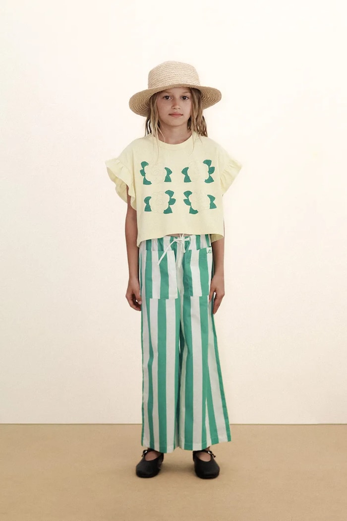 Tinycottons tricou de bumbac pentru copii YELLOW FLOWERS GRAPHIC CROP TEE SS26.067 galben