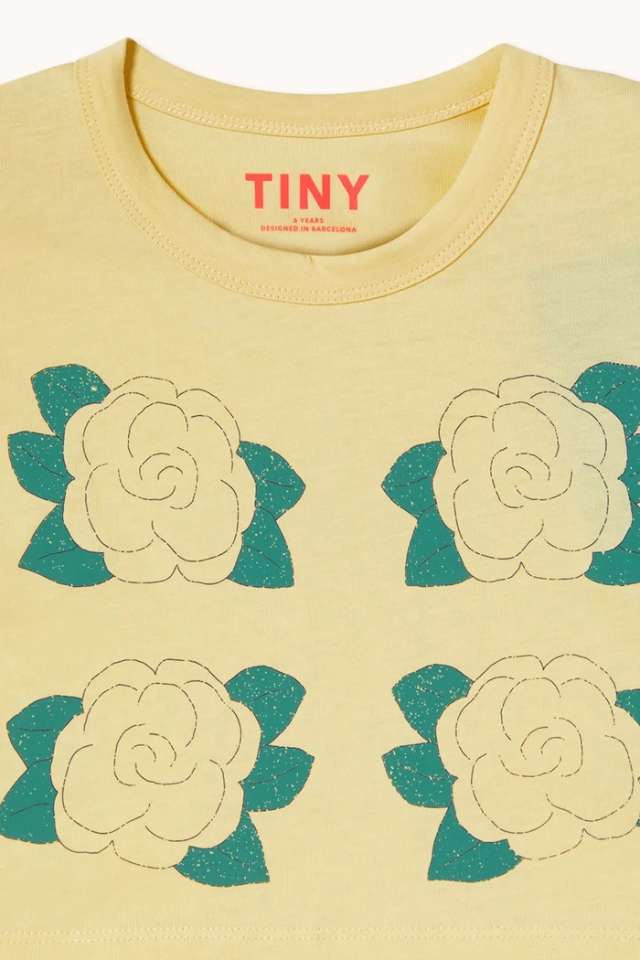 Tinycottons tricou de bumbac pentru copii YELLOW FLOWERS GRAPHIC CROP TEE galben SS26.067