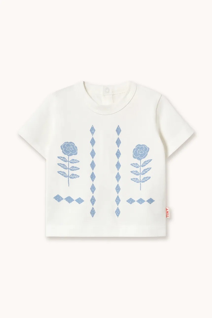 Tinycottons tričko dojčenské bavlnené FLOWER PATTERN GRAPHIC BABY TEE biela SS26.070