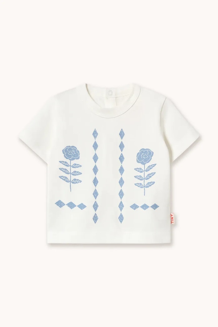 Tinycottons tričko dojčenské bavlnené FLOWER PATTERN GRAPHIC BABY TEE biela SS26.070