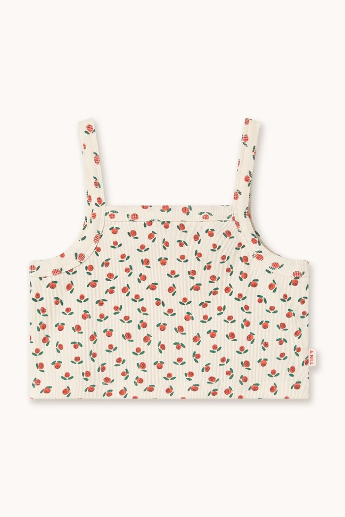 Dětský top Tinycottons TINY ROSES RIB TOP SS26.099 bílá SS26