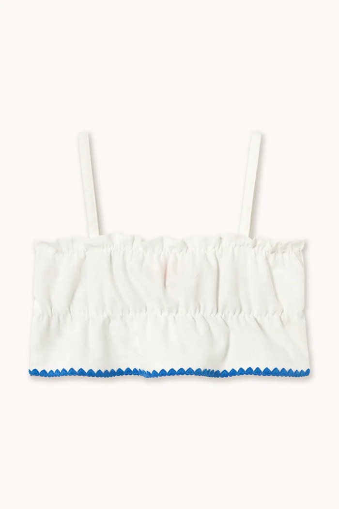 DÍVKA Lněný dětský top Tinycottons SWANS BOWS LINEN TOP SS26.230 bílá