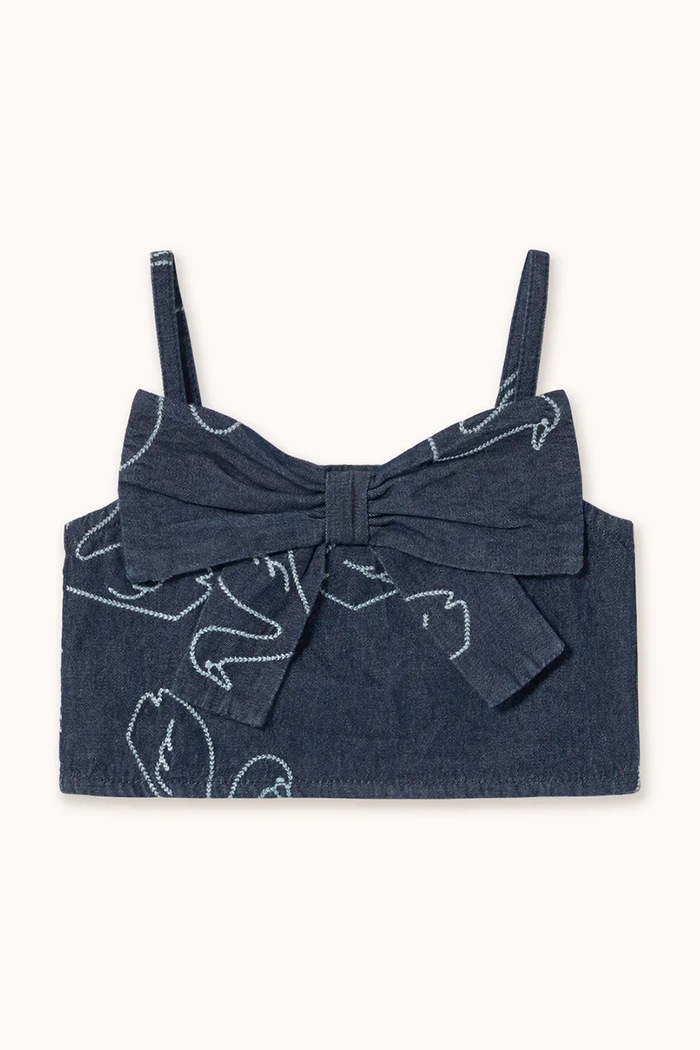 Tinycottons gyerek farmer felső BIG SWANS DENIM BOW TOP SS26.328 kék SS26