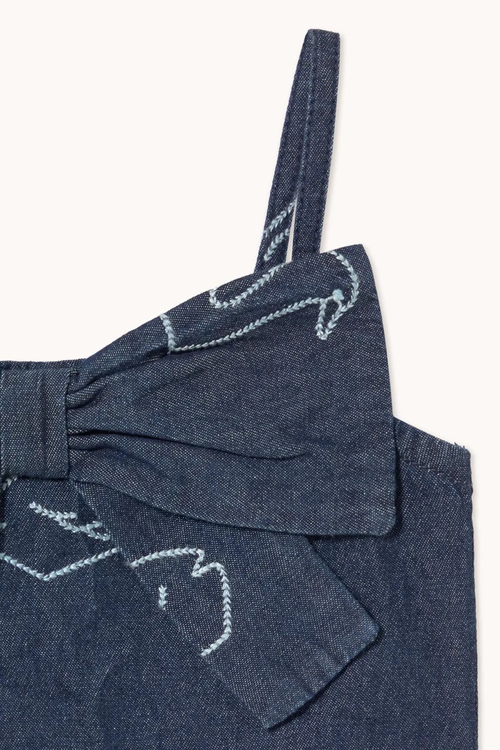Tinycottons gyerek farmer felső BIG SWANS DENIM BOW TOP kék SS26.328