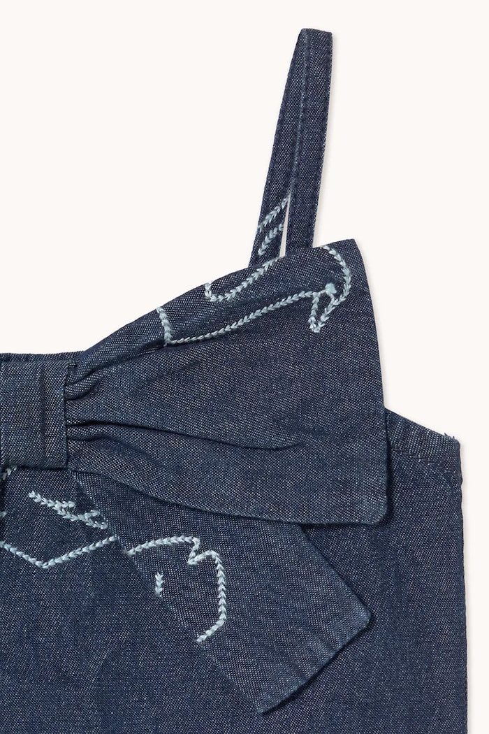 Tinycottons gyerek farmer felső BIG SWANS DENIM BOW TOP kék SS26.328