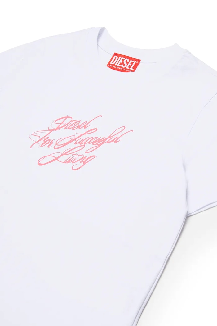 Dievča Detské bavlnené tričko Diesel TRIPIT T-SHIRT J02597.0GRAI biela