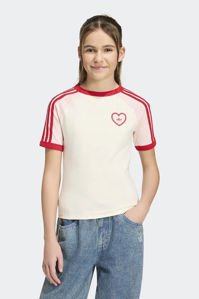 adidas Originals gyerek póló elasztánnal bézs KT0837