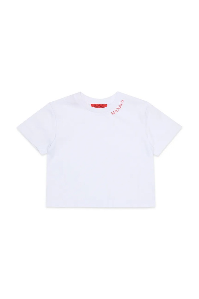 Detské bavlnené tričko MAX&Co. MAXT34F T-SHIRT potlač biela MX0334.MX057