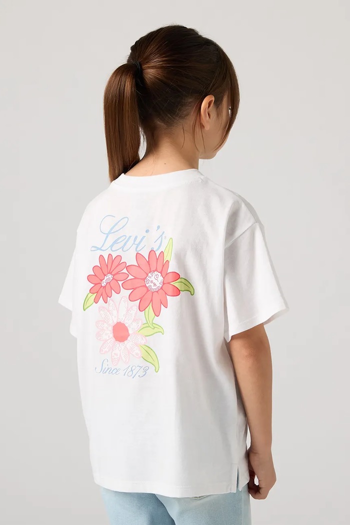 Detské tričko Levi's LEVIS FLORAL OVERSIZED TEE okrúhly biela 3EP700
