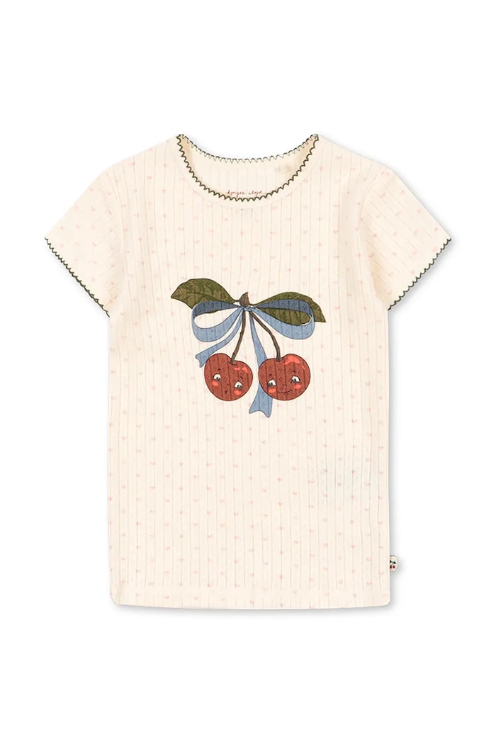 Konges Sløjd t-shirt bawełniany dziecięcy MINNIE TEE GOTS bawełna beżowy KS105210.PPY2