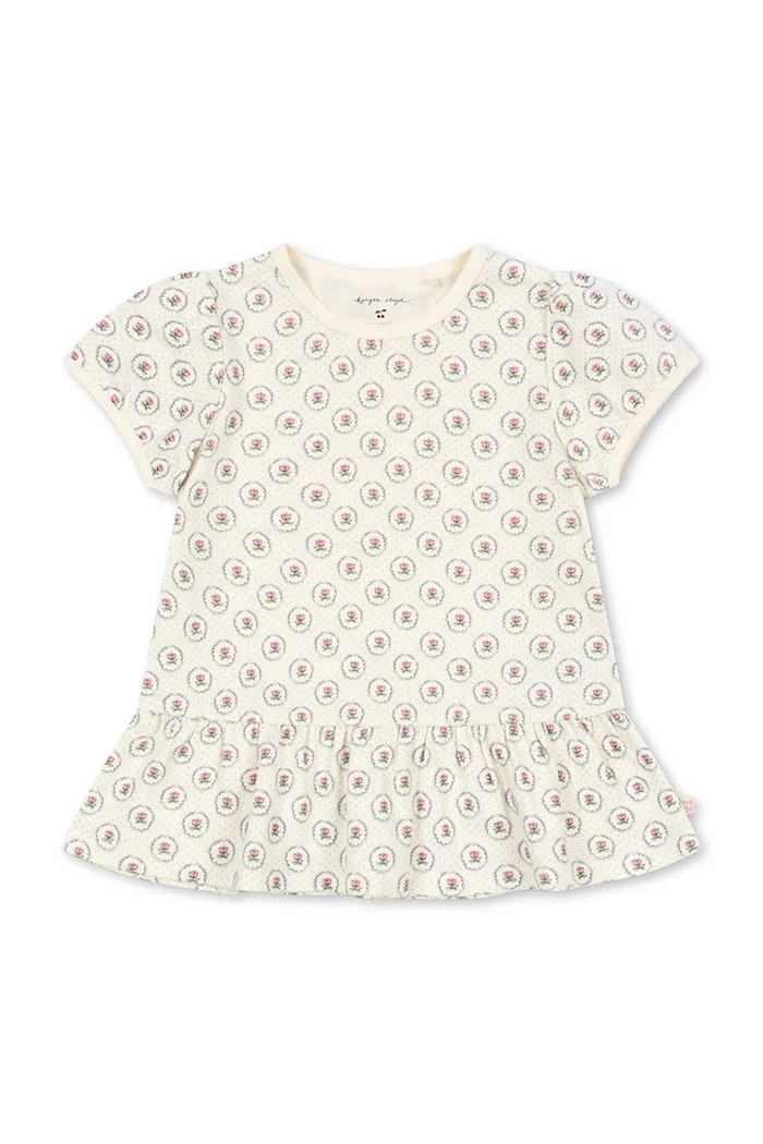 Konges Sløjd t-shirt bawełniany dziecięcy CLASSIC TEE GOTS wzorzyste beżowy KS104735.PPY2