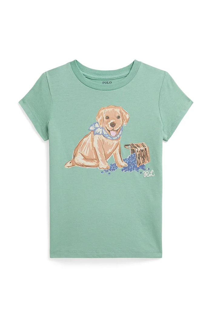 Polo Ralph Lauren tricou de bumbac pentru copii print turcoaz 312A11768001