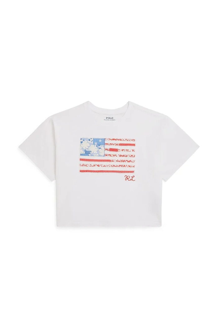 Polo Ralph Lauren t-shirt bawełniany dziecięcy nadruk biały 313A11751001