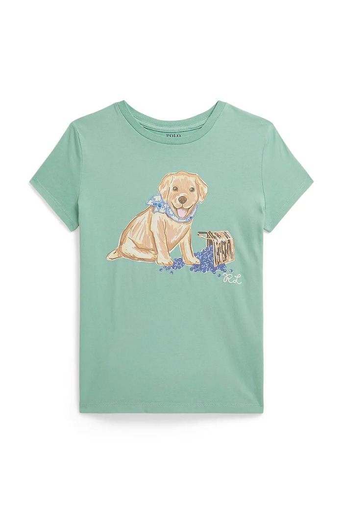 Polo Ralph Lauren tricou de bumbac pentru copii print turcoaz 313A11768001