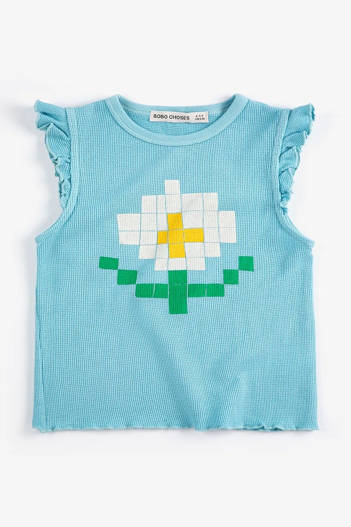 Παιδικό βαμβακερό τοπ Bobo Choses Pixel Daisy 126AC029 μπλε SS26