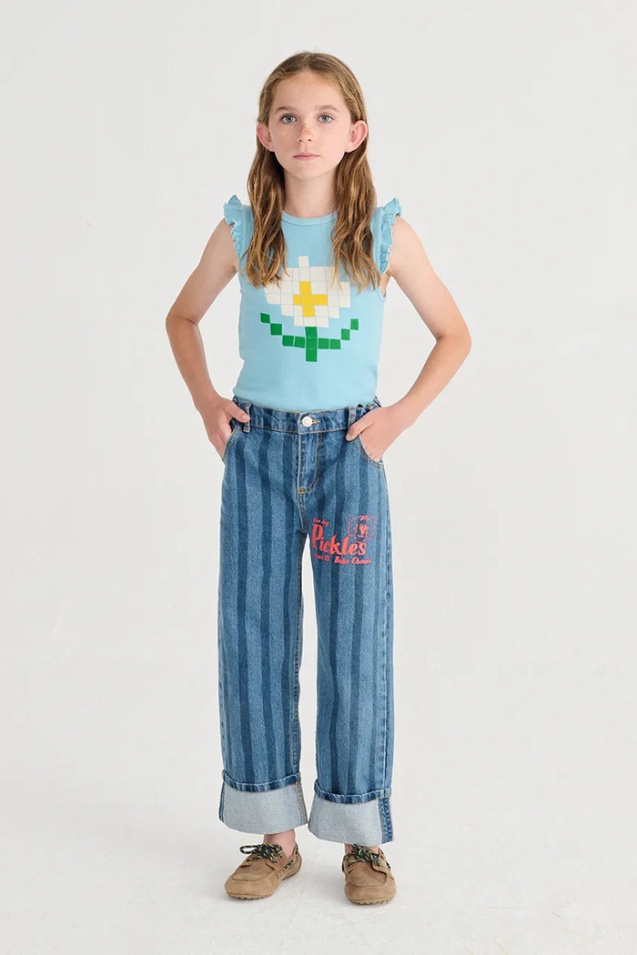 Παιδικό βαμβακερό τοπ Bobo Choses Pixel Daisy 126AC029 μπλε