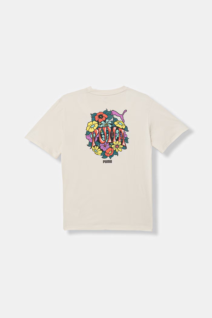 Puma t-shirt bawełniany dziecięcy MID90s nadruk beżowy 691729
