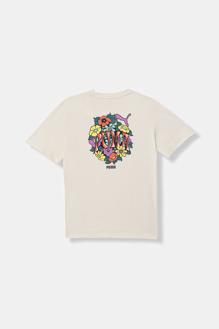 Puma t-shirt bawełniany dziecięcy MID90s nadruk beżowy 691729