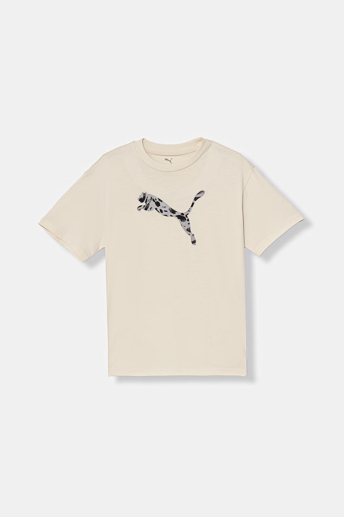 Otroška bombažna kratka majica Puma ESS GRAPHIC Animal Okrogel bež 692491