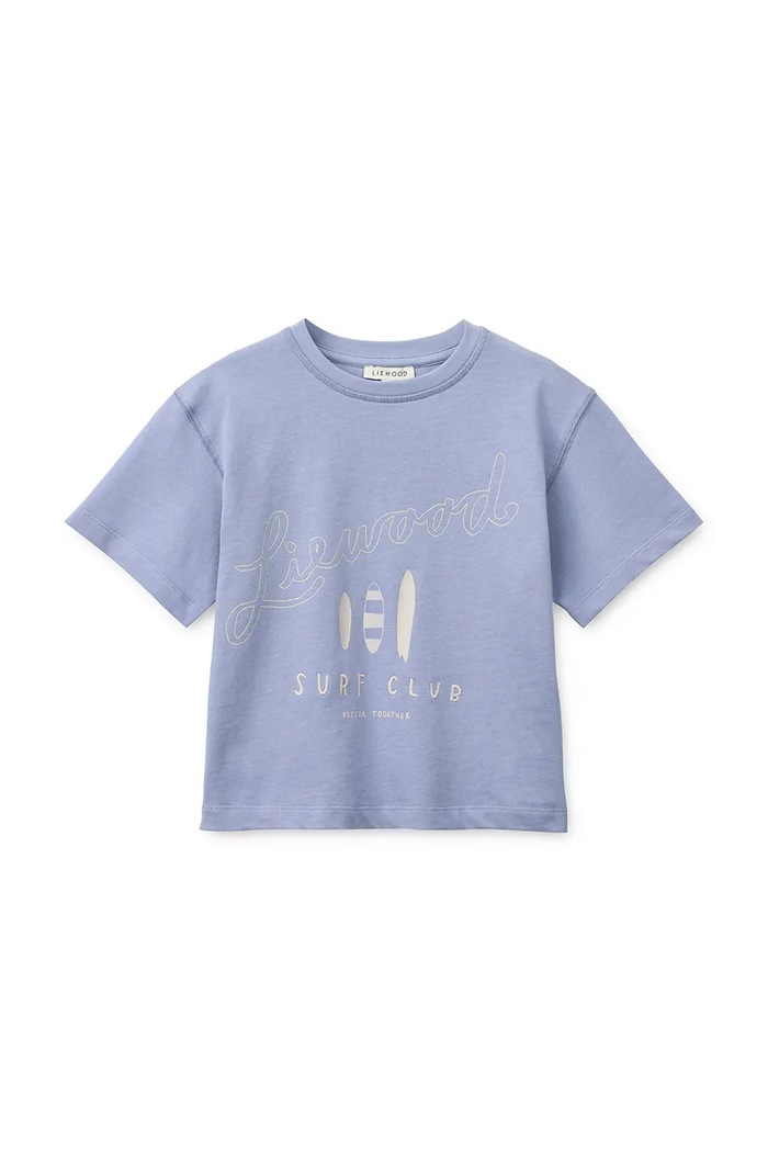 Detské bavlnené tričko Liewood Tyler Placement SS T-shirt LW20637.PPY2 fialová SS26