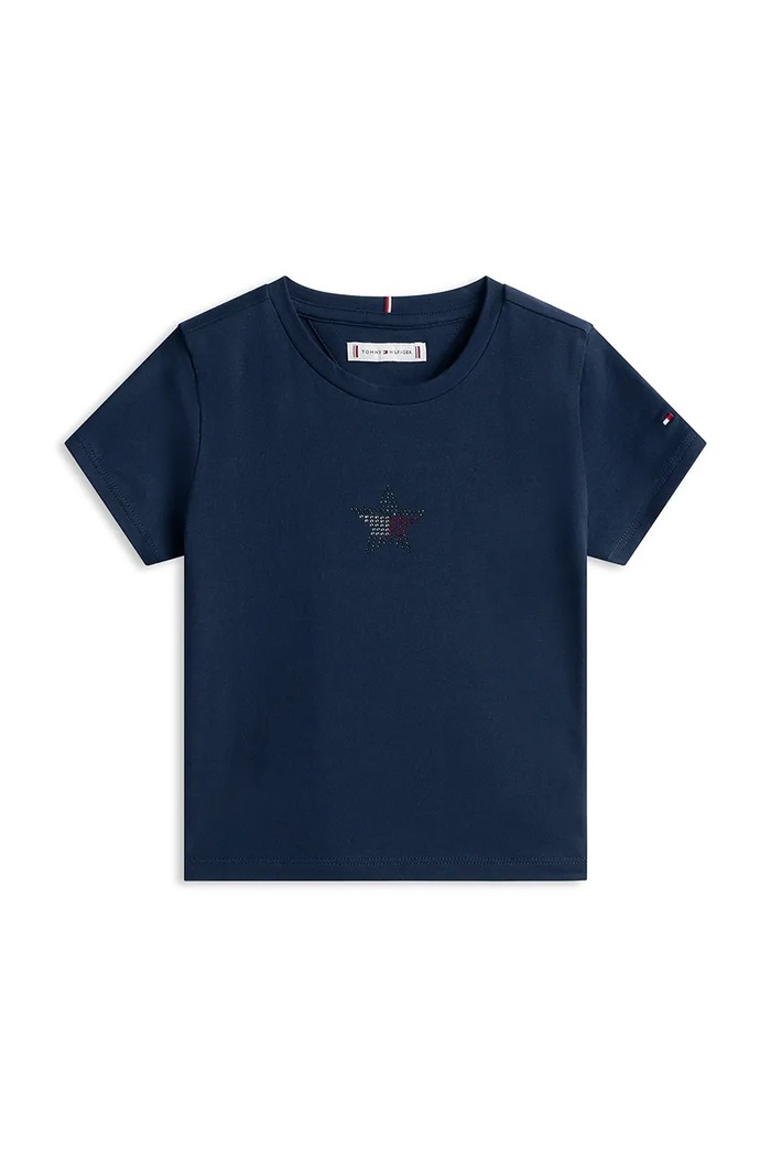 Tommy Hilfiger tričko detské bavlnené s elastanom KG0KG09097.128.176.PPY2 tmavomodrá SS26