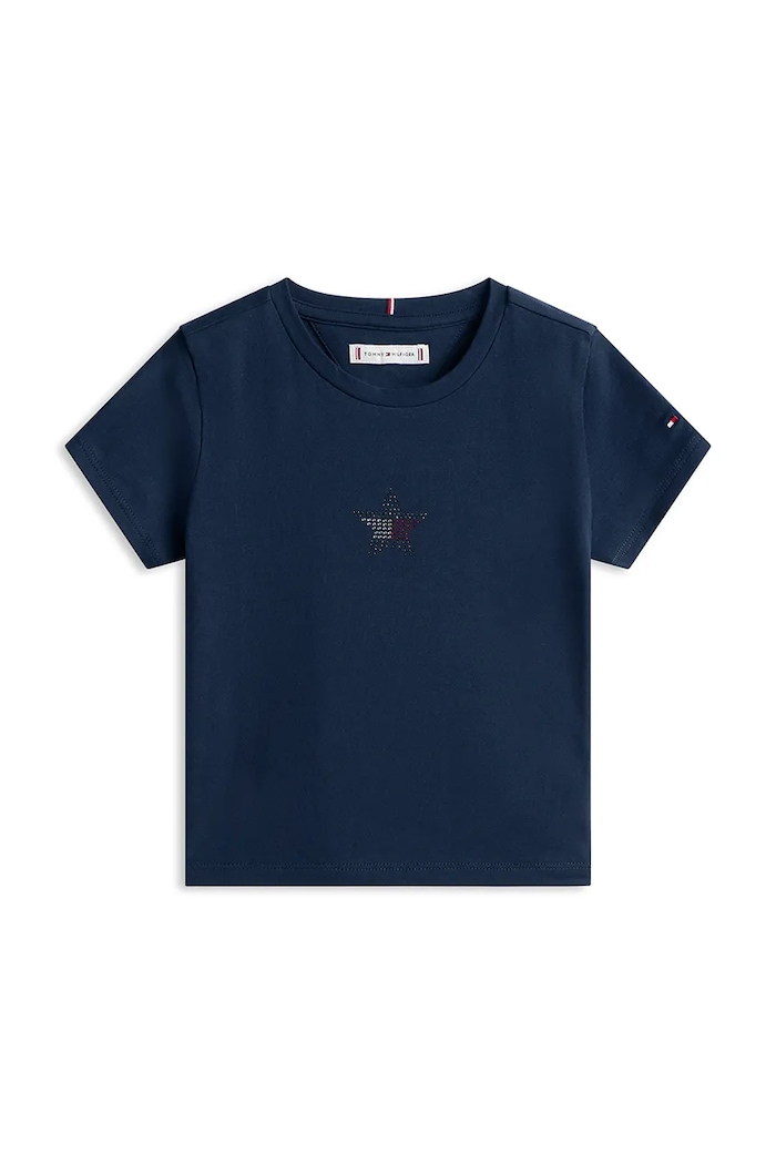 Tommy Hilfiger tričko detské bavlnené s elastanom KG0KG09097.128.176.PPY2 tmavomodrá SS26