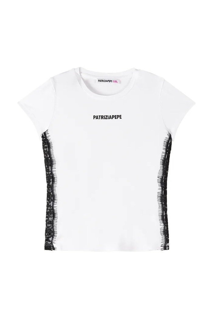 Patrizia Pepe t-shirt dziecięcy J051 aplikacja biały 7M0965