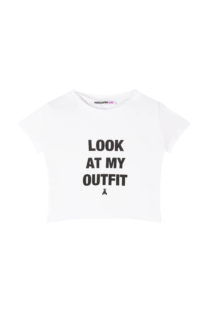 Patrizia Pepe t-shirt dziecięcy J051 z elastanem biały 7M0972