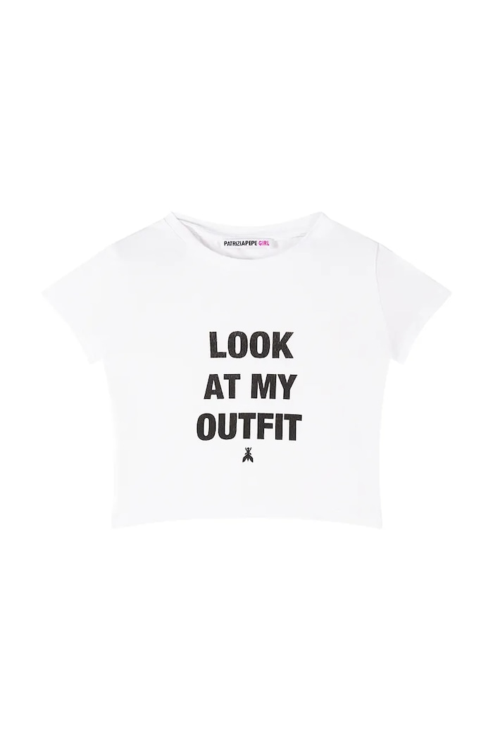 Patrizia Pepe t-shirt dziecięcy J051 z elastanem biały 7M0972