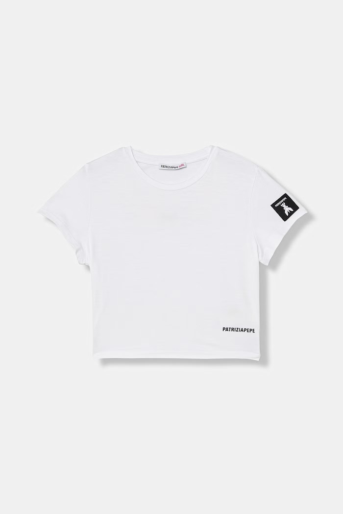Patrizia Pepe t-shirt dziecięcy J051 z elastanem biały 7M0999