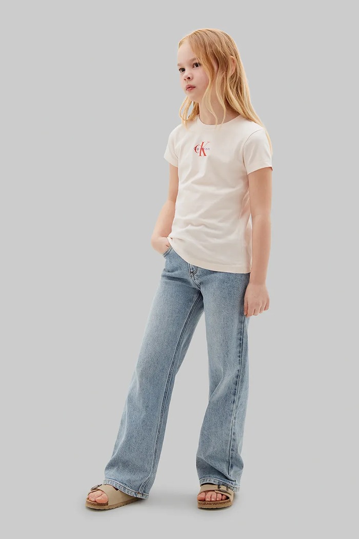 Calvin Klein Jeans T-shirt dziecięcy bawełniany pomarańczowy LVCKSJA15G.104.116.PPY2