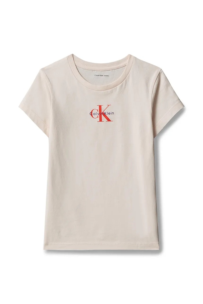 Calvin Klein Jeans T-shirt dziecięcy bawełniany LVCKSJA15G.128.176.PPY2 pomarańczowy SS26