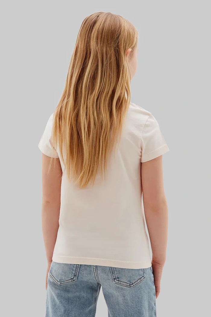 Dziewczynka Calvin Klein Jeans T-shirt dziecięcy bawełniany LVCKSJA15G.128.176.PPY2 pomarańczowy